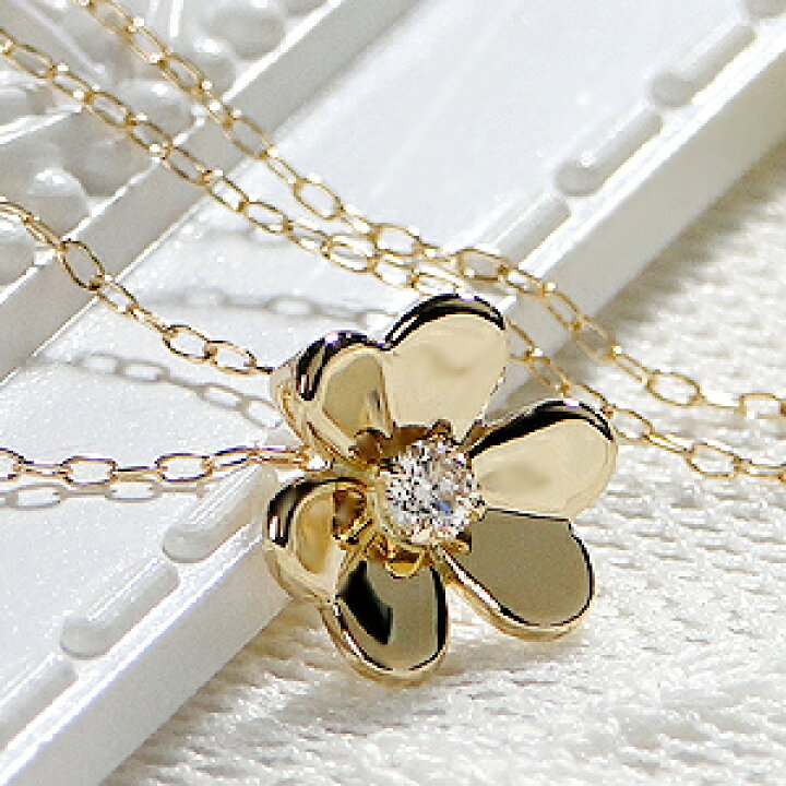 楽天市場】K18WG/YG/PG ダイヤモンド フラワー ネックレス 【送料無料  