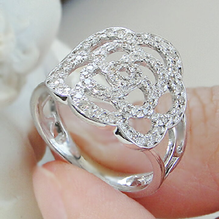 楽天市場】K18WG/YG/PG【0.48ct】ダイヤモンド カメリア リング透かし  