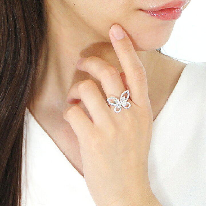 楽天市場】K18WG/YG/PG/Pt950 バタフライモチーフ ダイヤモンド リング  