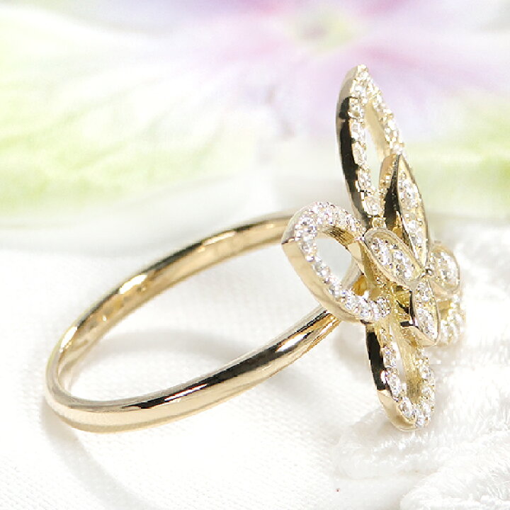 楽天市場】K18WG/YG/PG/Pt950 バタフライモチーフ ダイヤモンド リング  