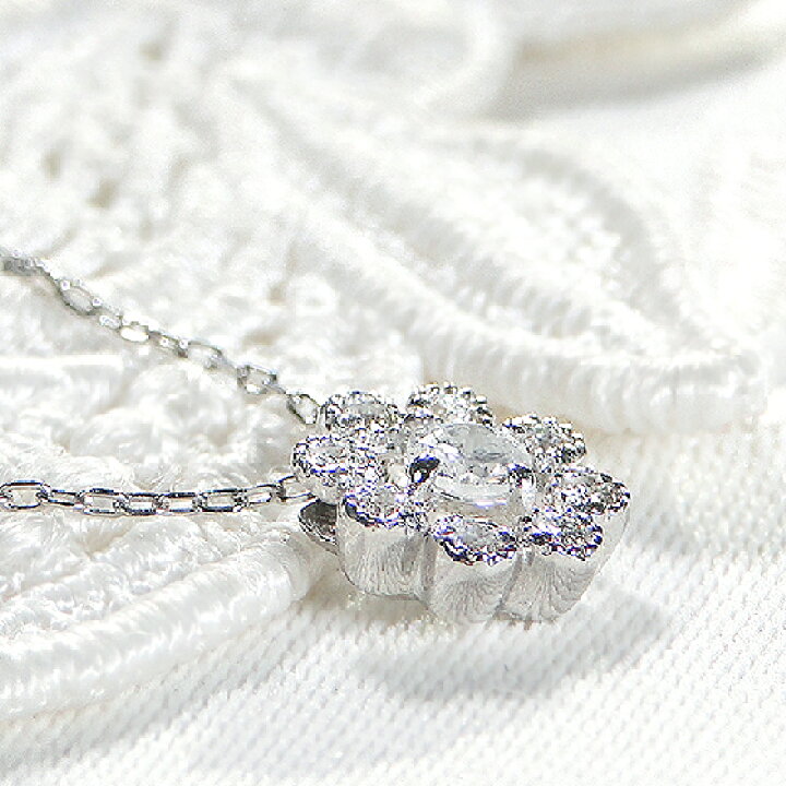 楽天市場】Pt950【0.18ct】フラワー モチーフ ダイヤモンド ネックレス 