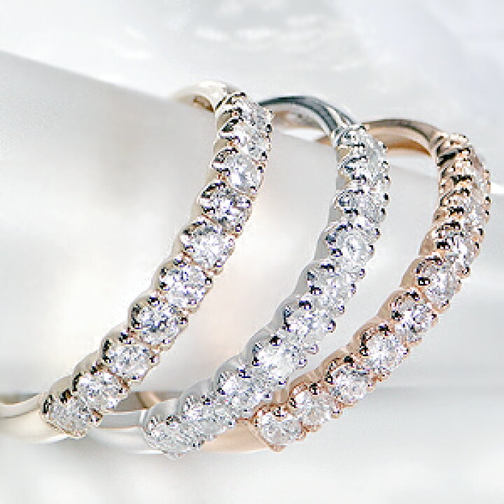 楽天市場】【0.3ct】10PG/WG/YG ダイヤモンド エタニティリング可愛い 