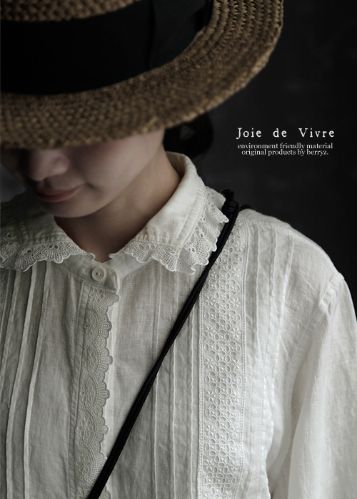 直営店舗 joie de アンティークブラウス vivre Tシャツ/カットソー(半袖/袖なし)