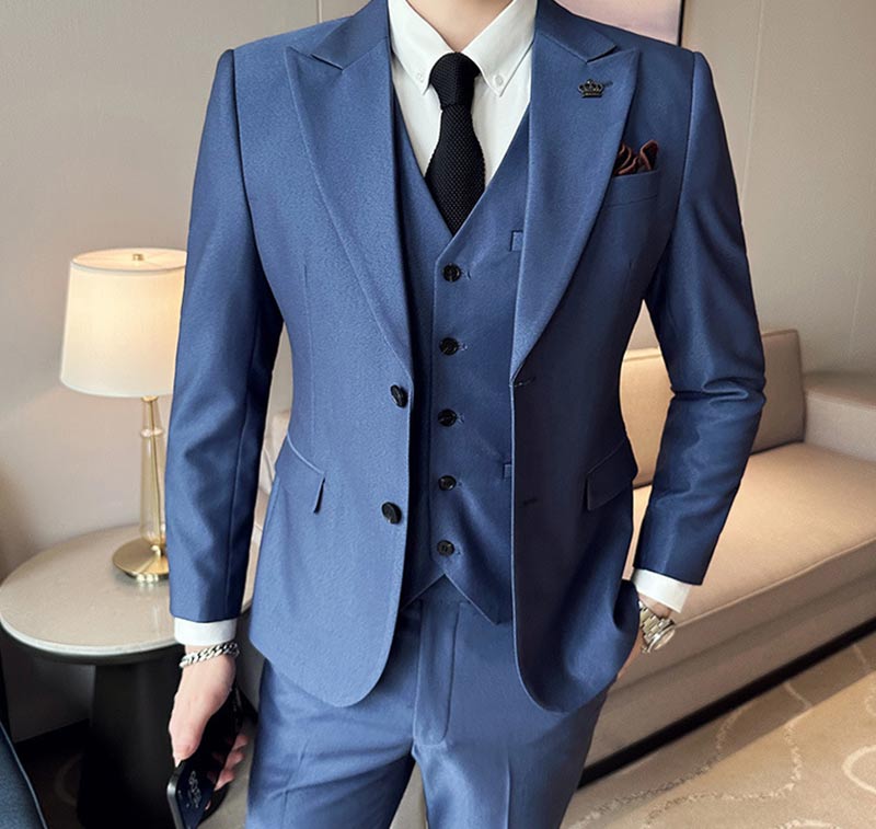 楽天市場】送料無料 スーツ メンズ ブルー 3点セット 紳士服