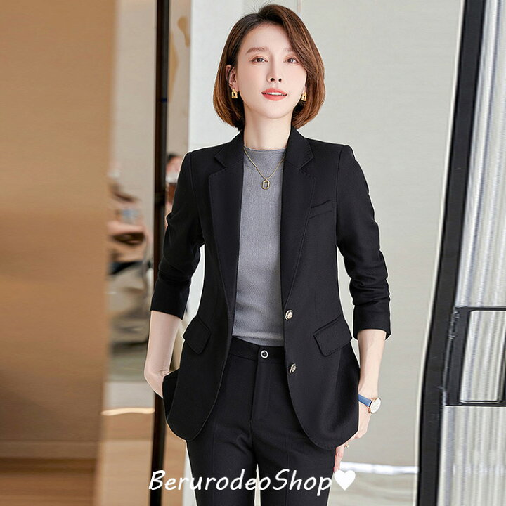 楽天市場 パンツスーツ レディース 30代 40代 スーツ ブラック フォーマル 2点セット 通勤 Ol オフィススーツ 面接 就職活動 黒 大きいサイズ スーツセット 緑 グリーン ブラウン 無地 S M L Xl 2xl 3xl 4xl 送料無料 ベルロデオショップ