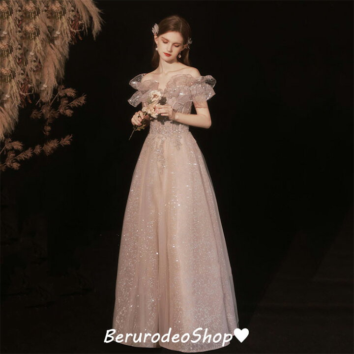 楽天市場】イブニングドレス オフショルダー キラキラ キレイめ ロング  