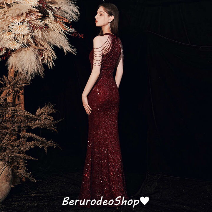 楽天市場】イブニングドレス マーメイドドレス ホルターネック  