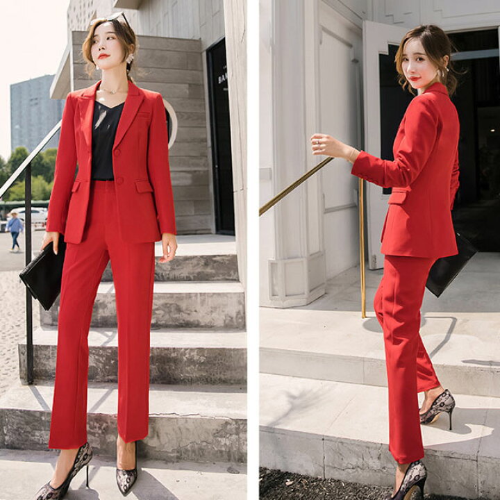 楽天市場 スーツ レディース ブラック フォーマル パンツスーツ 通勤 Ol オフィススーツ 2点セット スーツ 大きいサイズ 30代 40代 赤 黒 リクルートスーツ 就職活動 面接 春 夏 秋 S M L Xl 2xl 3xl 4xl 送料無料 ベルロデオショップ