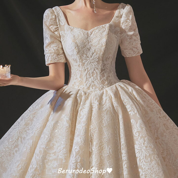 楽天市場】送料無料 ウェディングドレス 袖あり 花嫁ドレス 