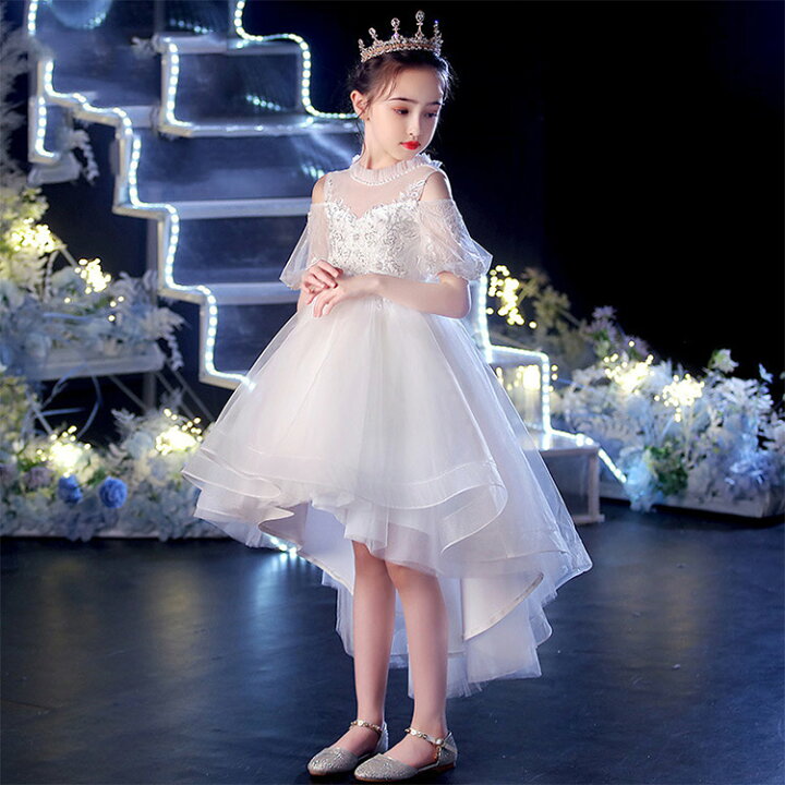 楽天市場】子供ドレス 白 ホワイトドレス ピアノ発表会 ドレス 160  