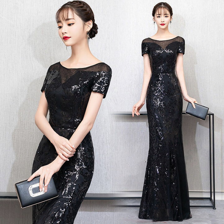 楽天市場】スパンコールドレス キラキラドレス マーメイドライン  