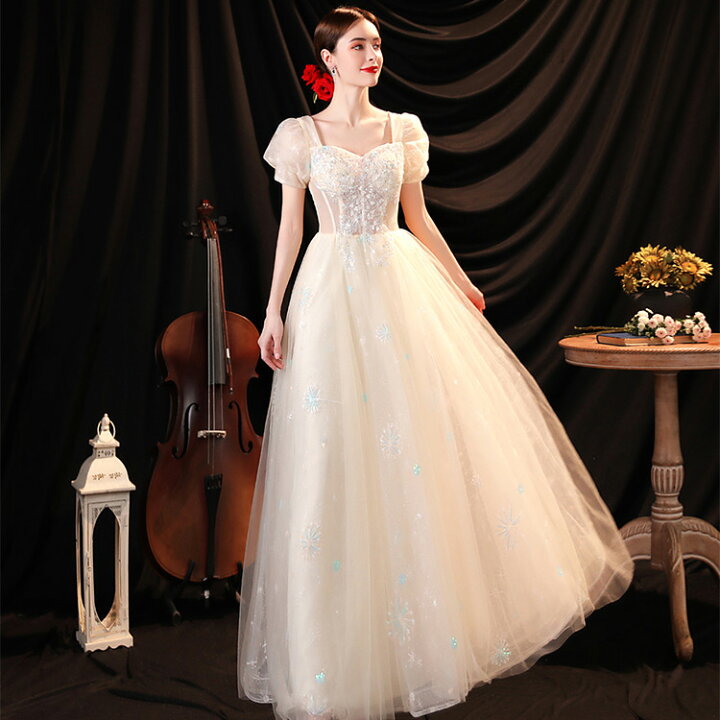 楽天市場】パーティードレス シャンパン色 イブニングドレス  