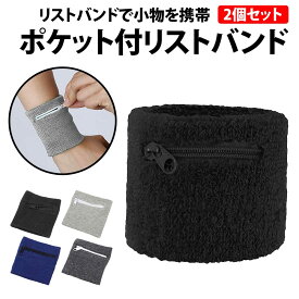 ＼50%offクーポン有／ 楽天1位 リストバンド ポケット付き 2個セット 手首 リスト ウォレット サイフ 財布 収納 小物入れ 小銭入れ 小銭 お札 鍵 キーケース チャック ジッパー ファスナー 運動 スポーツ ランニング ジョギング ジム ポケット ポッケ メンズ レディース 男女