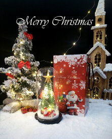 卓上クリスマスツリー ミニ クリスマス 飾り ガラスドーム 電池式 おしゃれ LED キラキラ光る 雰囲気満々 暖かい 癒し 01190