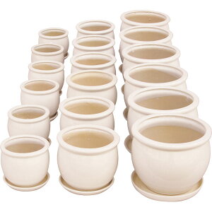 陶器植木鉢18点セット(受皿付) ホワイト|インテリア ガーデニング ご自宅用 プレゼント 贈り物 ギフト 贈答用 高級贈答品 カタログギフト 送料無料