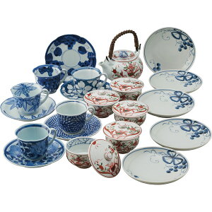 波佐見焼 手描染錦 新来客揃(梅)|湯呑 セット 和食器 食器 ご自宅用 プレゼント 贈り物 ギフト 贈答用 高級贈答品 カタログギフト 送料無料