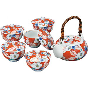 伊万里焼 色彩山茶花 番茶器揃|湯呑 セット 和食器 食器 ご自宅用 プレゼント 贈り物 ギフト 贈答用 高級贈答品 カタログギフト 送料無料