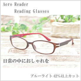 老眼鏡　Aero Reader ブルーライトカット　6度数　+1.0〜+3.5度数　持ち運びに便利なソフトケース付き GR-17