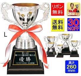 優勝カップ　高さ260mm　30％OFF　送料無料　文字無料　銀色　金属製　優勝カップ　カップ　ゴルフ　優勝トロフィー カップ 　サッカー　テニス　駅伝　空手　柔道　相撲　水泳　剣道　トロフィー　ボウリング　卓球　麻雀　優勝カップ　CUP　レスリング　K-AS9025-L
