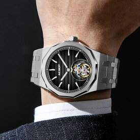 AESOP トゥールビヨン 機械式 腕時計メンズ 腕時計手巻き 超薄型 ドラフトマシン芯 夜光文字盤 サファイアガラス ステンレスバンド