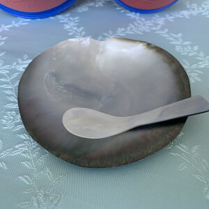 キャビア用 高級シェルプレート(皿)1枚&シェルスプーン(約10cm)1本セット