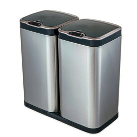 ゴミ箱　50L(25L+25L) オーロラセンサー付き自動開閉 ステンレス製ゴミ箱　自動開閉機能 静かに開閉する ふた付き ダストボックス スタイリッシュ 非接触式 電池式 50L SDB051