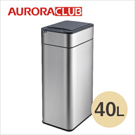 新商品　ゴミ箱　40L オーロラセンサー付き自動開閉 ステンレス製ゴミ箱　自動開閉機能 静かに開閉する ふた付き ダストボックス スタイリッシュ 非接触式 電池式 40L TS40