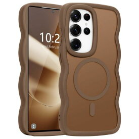 PepmuneGalaxyS25Ultraケース半透明MagSafe対応カバーウェーブおしゃれ可愛いフォンケース韓国軽量耐衝撃滑り止め指紋防止ワイヤレス充電対応ストラップホール付き波型バンパースマホケース-