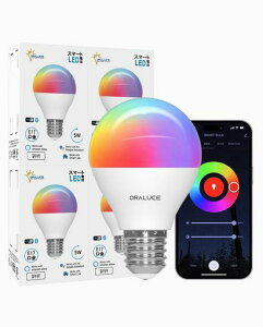 ORALUCE�X�}�[�gLED�d��E17����40W�����������F�X�}�[�g���C�g�}���`�J���[1600���FRGB�����F~�d���FAlexa/GoogleHome�Ή��n�u�s�v���u����戵�������t4��LDA5F-E17/4P