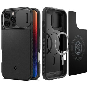 Spigen �y�n��18�N�̋Z�p�́ziPhone 16 Pro Max �P�[�X MagSafe�Ή� �J�����J�o�[ �����Y�ی� �}�O�l�b�g���� �}�b�g �ϏՌ� �ČRMIL�K�i �I�v�e�B�b�N�E�A�[�}�[�E�}�O�t�B�b�g ACS08015 (�u���b�N)