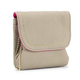 Yocipa本革レディースミニ財布2つ折り人気多機能がま口コインケース小さい小銭入れレザーコンパクト小物入れポーチ軽量キーホルダー付きウォレット(グレー)