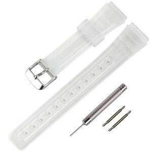 TPU���E�H�b�`�X�g���b�v�̌����pCasioF-91W/F-84/F-94/F-105/F-108/A-158�p�o���h(�j���E�������p)(Translucent/SilverBuckle)