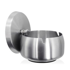 Perphin灰皿蓋付き密閉滑りとめはいざら屋外室内卓上大容量ステンレス製(Mシルバー)