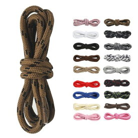 [Amerlery]靴ひも丸紐シューレース100cm120cm140cm160cm4mm幅ブーツ用靴紐Shoelaces2足分(4本)適合登山靴、ブーツ、作業靴、カジュアルシューズ(ブラウン/ブラック160cm)