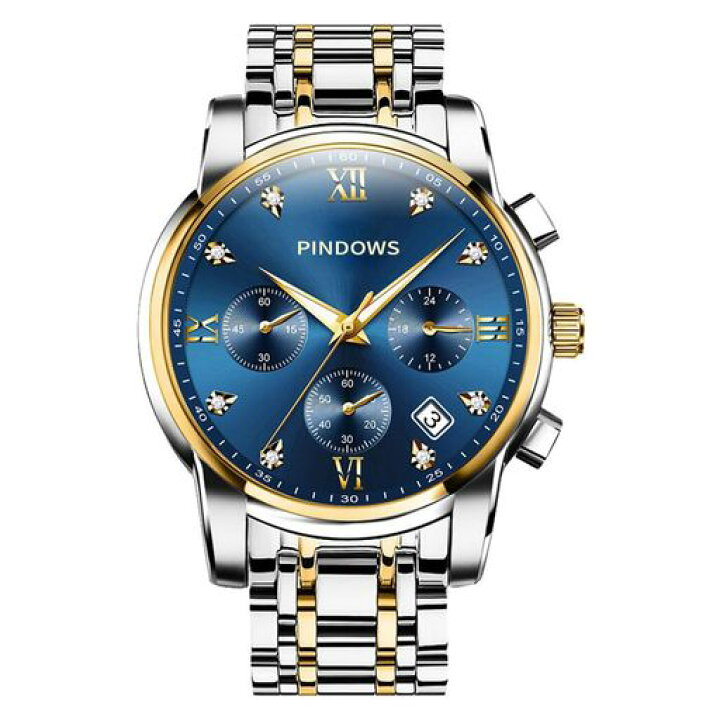 楽天市場】PINDOWSメンズ腕時計 ダイヤモンドビジネスドレスアナログ 