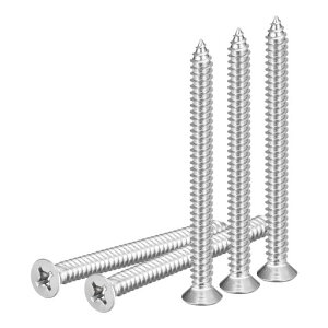 DTGN10個#14x3”フラットヘッド木ネジ304ステンレス鋼十字頭自己攻釘-木工家具に最適-シルバー