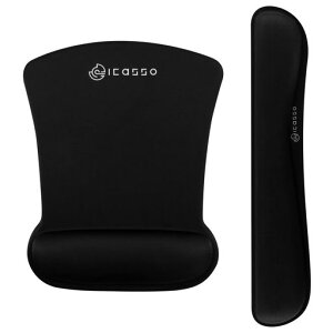 iCassoマウスパッドリストレストセット防水パームレストゲーミングマウスパッドリストレスト一体型おしゃれ低反発キーボードクッション滑り止めオフィス/ホーム用男女兼用2点セット長…