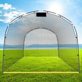 Gagalileo バッティングゲージ 野球ネット 3x2.4x4m 練習用ネット 自主練習 組み立て式 屋外 ブラック ポリエチレン 飛散防止