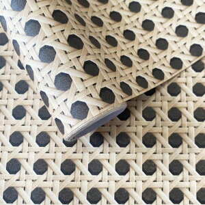 壁紙シール和風おしゃれ剥がせる壁紙織物調ラタンシート防水44cmx1000cm壁玄関ドア扉食器棚天板家具ウォールテープキッチントイレリビング部屋pvc初心者向けDIYリフォーム