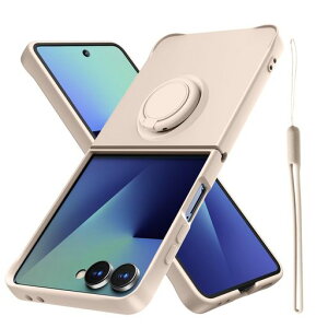 YDIHIHO �K�� Galaxy Z Flip7 �p�̃P�[�X �V���R�� ���^ �����O�t�� �ϏՌ� TPU �X�g���b�v�z�[�� �z���C�g