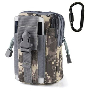 ウエストポーチ多機能ポーチ大容量ヒップバッグベルトポーチメンズマルチポーチマルチケーススマホベルトポーチカラビナ付き釣り旅行アウトドアフィッシング登山スポーツ(ACU迷彩)