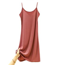 [Laisve]アイスシルクスリップ冷感キャミソールワンピースインナー吸汗速乾クールペチコート透け防止素肌さらり静電気防止ひびきにくいレディース肌着涼しいルームウェア下着