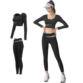 [Yodilala]スポーツウェアレディース上下2点セットヨガウェアトレーニングウェアヨガウェアカップ付きヨガの服レディースジムウェア通気性伸縮性ブラジャースポーツブラジャー完璧な形…