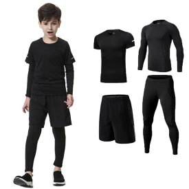 [MIIFIT]子供服スポーツウェアコンプレッションウェアキッズ上下セット長袖シャツ半袖シャツハーフパンツタイツ通気防臭トレーニングウェアランニングウェア男女兼用春夏秋冬