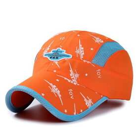 (コネクタイル)夏メッシュキャップキッズ軽量速乾性帽子子供男の子女の子UVプロテクションキャップ調整可能オレンジ