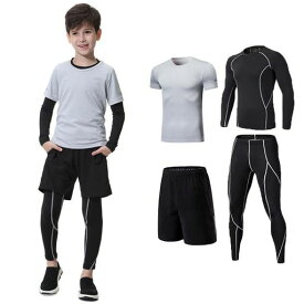 [MIIFIT]子供服スポーツウェアコンプレッションウェアキッズ上下セット長袖シャツ半袖シャツハーフパンツタイツ通気防臭トレーニングウェアランニングウェア男女兼用春夏秋冬