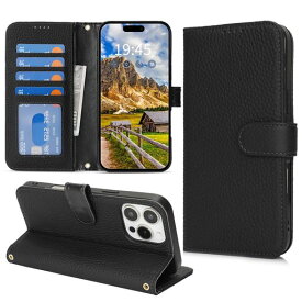 DEYHU対応いphone16proケース手帳型カード収納スタンド機能iphone16proケース本革大容量財布型耐衝撃iphone16proケース手帳型スマホケースiphone16proレザーブラック