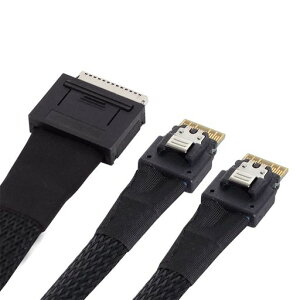 NFHK OCuLink 50cm PCIe x SFF-8611 8���[�� x �f���A��SFF-8654�X�������C�� 4x SSD�f�[�^�p�P�[�u��