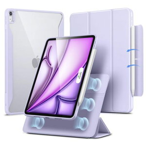 ESR iPad Air 13�C���` �P�[�X M4/M3/M2(2026/2025/2024)�Ή� ���E���}�O�l�b�g�J�o�[ �������f�U�C�� �P�̎g�p�\ �c���Ή� ���p�x�X�^���h �����X���[�v/�E�F�C�N Pencil Pro/USB-C�Ή�