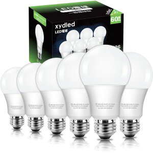 xydled LED�d�� E26���� 60W�`���� 9W 900lm �����F 5000K �L�z���^�C�v �����F �ȃG�l �������Ή� �����Ή� �f�M�ފ��Ή� PSE�F�؍ς� 6�Z�b�g(�����F)